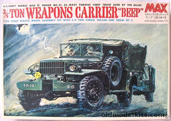 Max 1/35 3/4 Ton Weapons Carrier Beep WC-51 WC-52 With Cargo Trailer And Crew, 3503-0800 plastic model kit